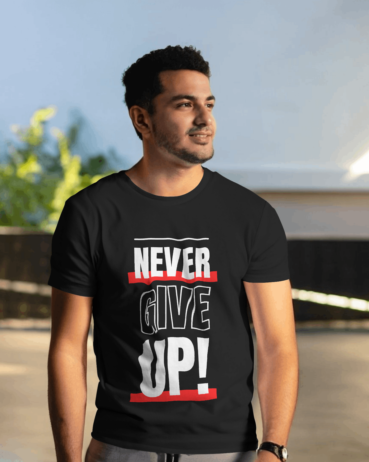 Never Give Up_ round neck tshirt for men and women